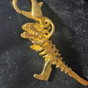 Gold Tone Dinosaur Keychain Charm